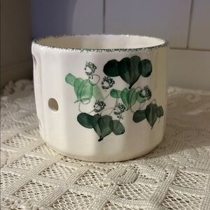Green Spongeware Ceramic Planter